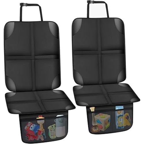 Car Seat Protector for Child Car Seat, car seat Cover Non-Slip Backing for Child Car Seat, Waterproof Covers for Cars with 2 Mesh Storage Pockets
