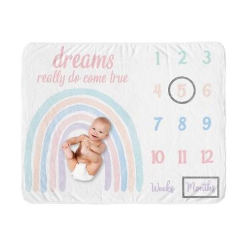 Sweet Jojo Designs Girl Baby Milestone Blanket Rainbow Pink Blue and Purple