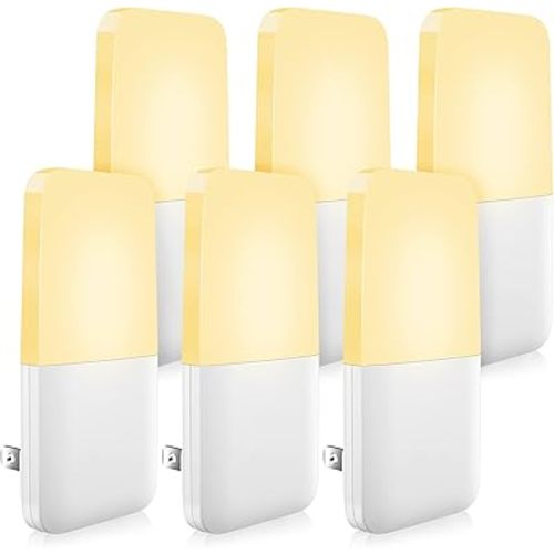 MAZ-TEK Plug in Night Light, Warm White LED Nightlights with Smart Dusk to Dawn Sensor for Kids, Nursery, Ideal for Bedroom, Bathroom,Hallway, Stairs, Kitchen, 6 Pack