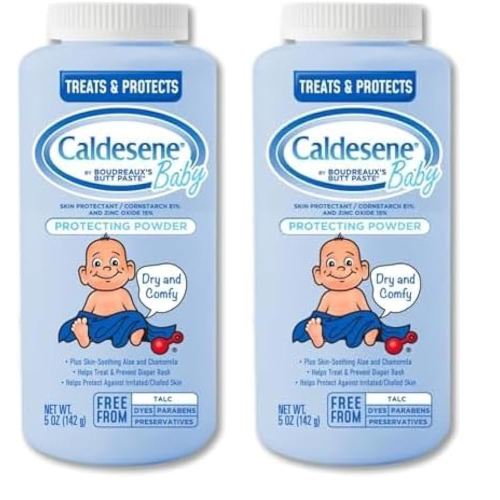 Caldesene Baby Cornstarch Powder with Zinc Oxide, 5 oz (Pack of 2)