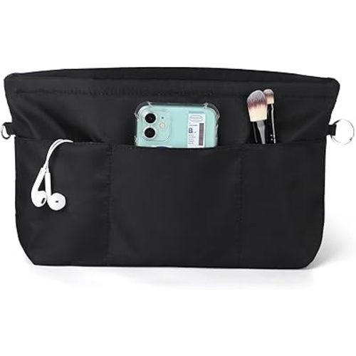 Sightor Nylon Handbag Organizer Insert - Purse Tote Shaper in Bag (Black, Large)