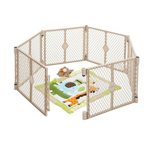 Toddleroo by North States - Superyard Baby Play Yard: Freestanding 6-Panel Baby Playpen - Indoor or Outdoor Use - Made in USA - Encloses Up to 18.5 Square Feet - 26 Inches Tall - Sand