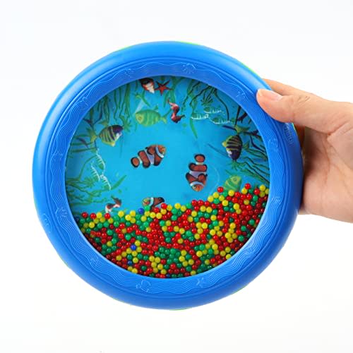 Musfunny Ocean Drum Wave Bead Drums Gentle Sea Sound Music Gift Musical Educational Sea Sound Drum Tool for Kid Child Baby (Blue)