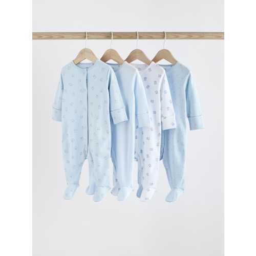 Blue 4 Pack Baby Bear Sleepsuit (0-2yrs)