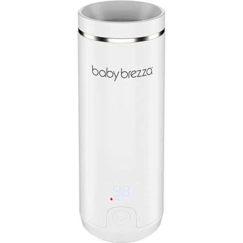 Baby Brezza Portable Warmer – 3X Faster Baby Bottle Warming - Travel Breastmilk and Formula Warmer - Safe, Even Heating - Up to 9oz - No Adapters, White