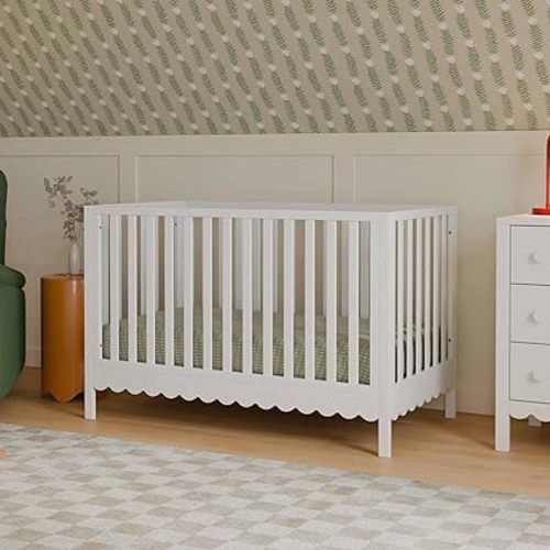 Davinci Sammy Scallop 4-in-1 Convertible Crib in White, GREENGUARD Gold Certified