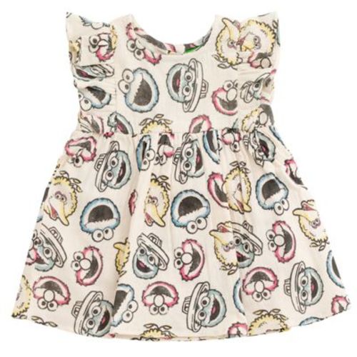 Sesame Street Elmo Cookie Monster Big Bird Newborn Baby Girls Cotton Gauze Matching Family Dress 6-9 Months