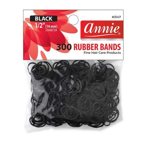 Annie 300 Rubber Bands Small One Size 1/2' Black