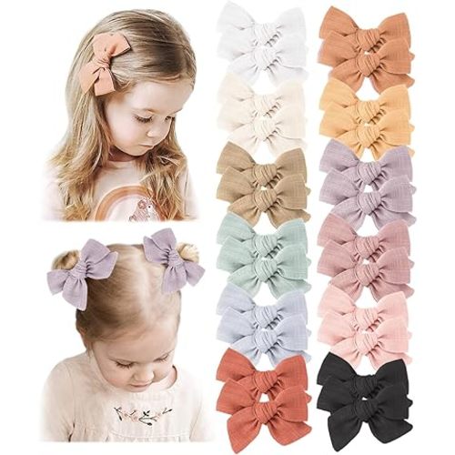 Niceye 24 PACK Baby Girl Hair Clips Set, Hair Bows Barrettes Handmade Accessories Alligator Clip for Babies Infant Toddlers Kids in Pairs