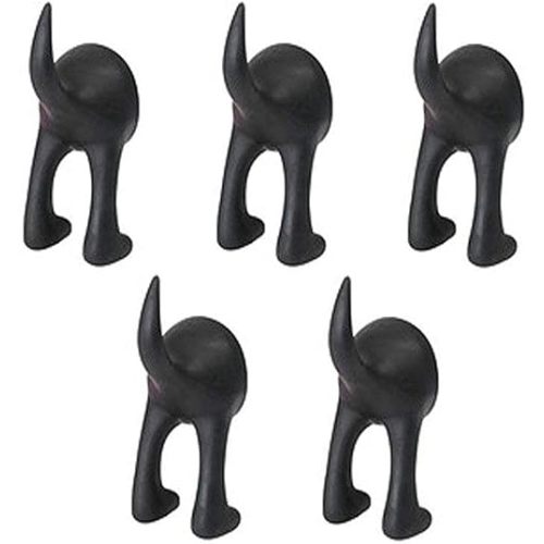 IKEA BASTIS 404.484.37 Dog Tail Hooks, Synthetic Rubber, Black, with The Hook You Transform an Unused Space into a Practical Storage Space, Pack of 5