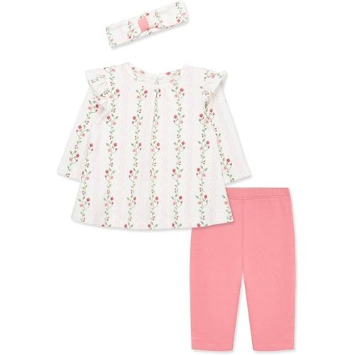Little Me Baby Girls' 3-Piece 100% Cotton, Tunic, Legging and Headband Set, 3 Months to 24 Months