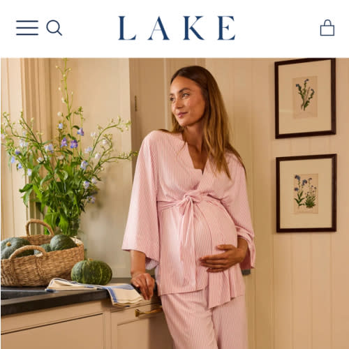 LAKE | Women | DreamModal Pajamas | Carnation Pencil Stripe Maternity Kimono Bundle