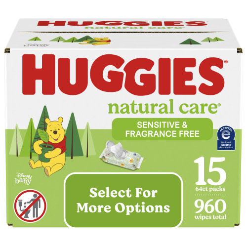 Huggies Natural Care Sensitive Baby Wipes, Unscented, 15 Pack, 960 Total Ct(Select for More Options)