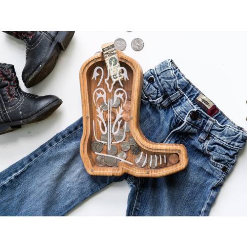 Boot Piggy Bank, Cowboy Boot Bank, Wooden Bank, Kids Piggy Bank, Western Nursery, FFA Gift, Show Animal Fund Savings
