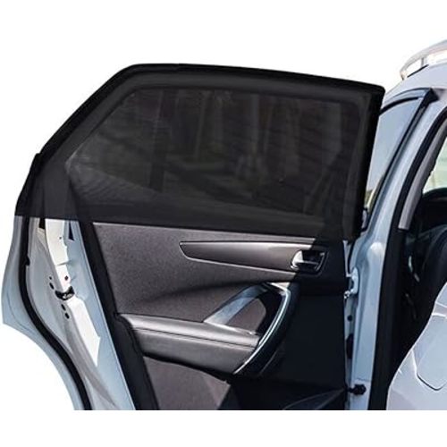 2Pack Large Size Super Elastic 42" to 53" Car Window Sunshades, for Large SUV, Pickup, Truck, Minivan, Breathable Mesh Window Screen, Side Window Screen for Car Camping