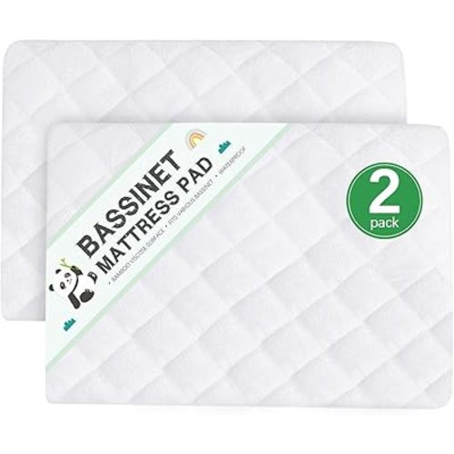 Waterproof Bassinet Mattress Protector, Fit for 20.5" x 35" Dream On Me Traveler/Seashell, AMKE 3 in 1, Besrey, TCBunny, Baby Joy, Bellababy Bedside, Viscose Made from Bamboo Surface