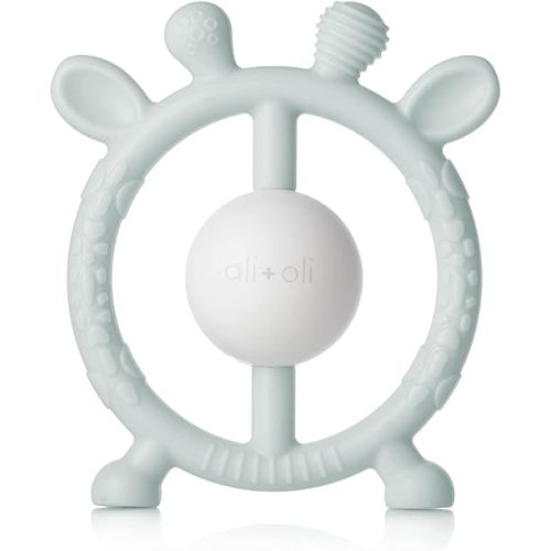 Ali+Oli Baby Teether & Rattle (Mist Giraffe) Baby Teething Relief, Silicone Teethers for Babies 3+ Months, Baby Teething Toys w/Multi-Textured Surface, BPA Free & Freezable Teethers for Babies