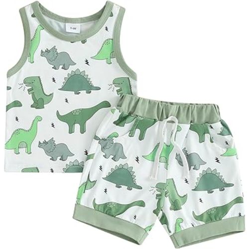 Karwuiio Toddler Baby Boys Outfit Sleeveless Vest Tank Tops Casual Shorts Sets 2PCS Summer Baby Clothes