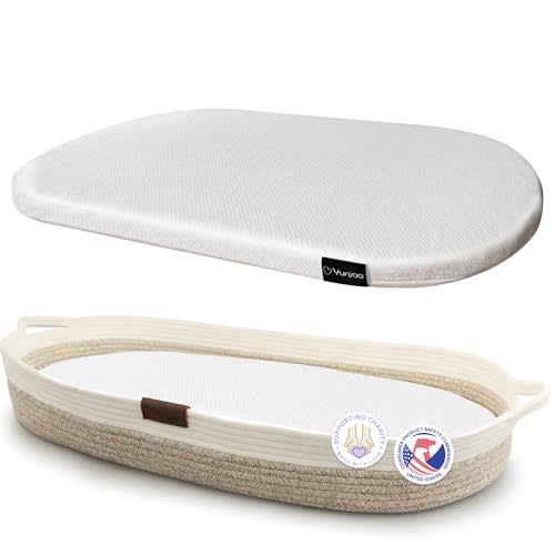 Baby Changing Basket, Portable Diaper Changing Pad, Moses Basket for Newborns, Changing Table Topper for Baby Nursery, Waterproof Travel Pad Cover