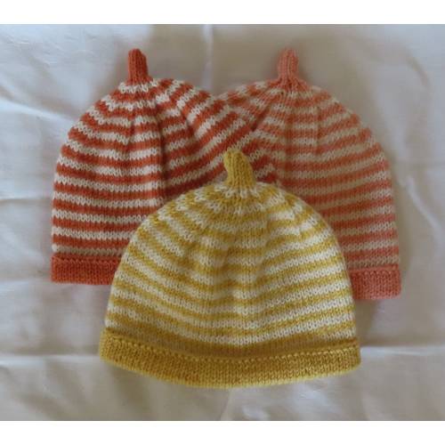 Baby Hat Merino Wool, New Born, Baby, Toddler, Hand Knitted Yellow Peach Terracotta