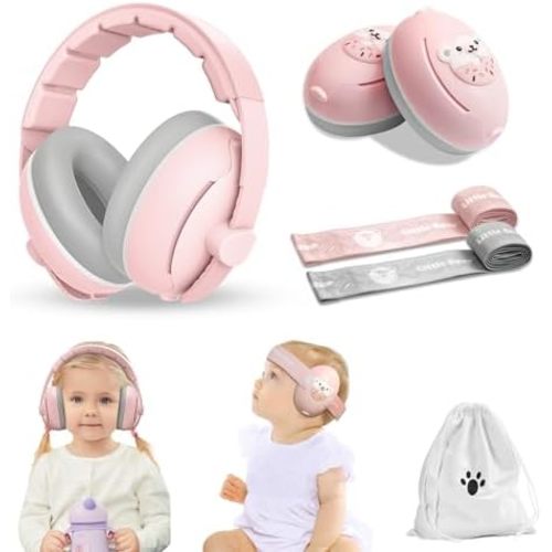 Baby Ear Muffs, 2-in-1 Baby Noise Canceling Headphone, Hearing Protection for Babies 0-48 Months, Adjustable Headband