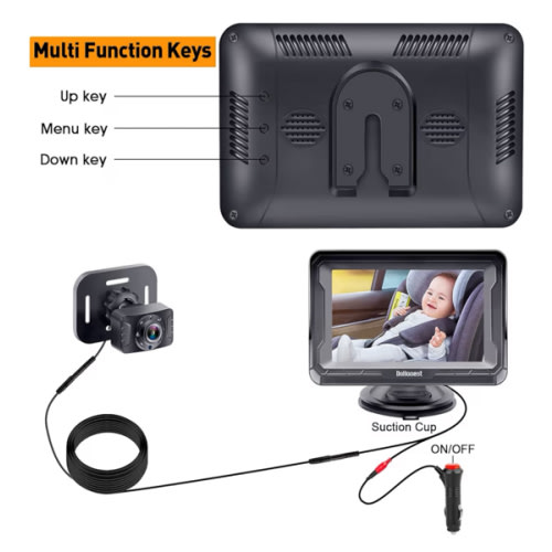 DoHonest Baby Car Camera HD 1080P - Rear-Facing Car Baby Monitor with Night Vision, Adjustable View Angle, Easy Setup, Anti-Glare Display, Safety for Kids & Infants