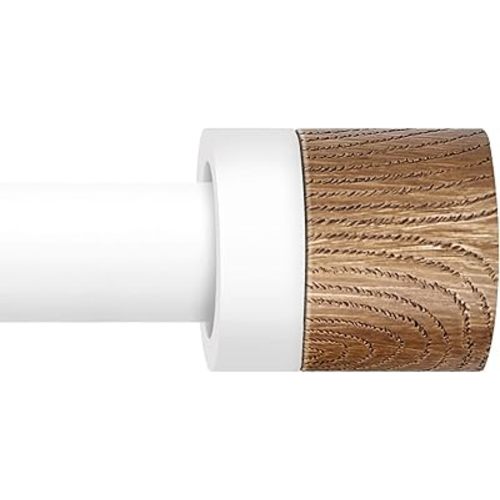 White Curtain Rods for Windows 48 to 84 Inches(4-7ft),1 inch Adjustable Window Curtain Rods with Imitation Wood Grain Finials,Heavy Duty Decorative Drapery Rod for Bedroom,Kitchen and Patio