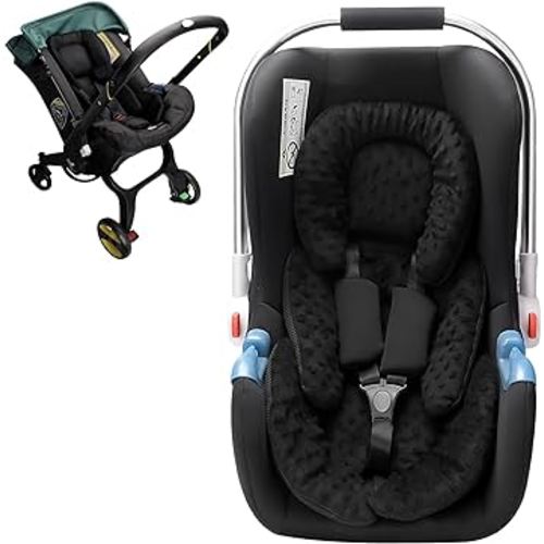 Infant Car Seat Insert, 2-in-1 Reversible Infant Car Seat Head Support for Girls Boys, 3D Air Mesh Baby Car Seat Cushion, Newborn Carseat Head Support for Carrier, Stroller, Swing, Bouncer (Black)