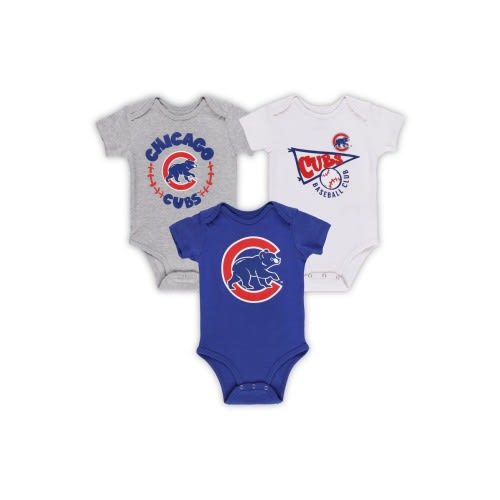 Infant Royal/White/Heather Gray Chicago Cubs Biggest Little Fan 3-Pack Bodysuit Set