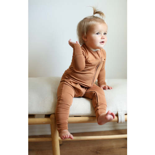 Pecan Solid Double Zipper Bamboo Sleeper