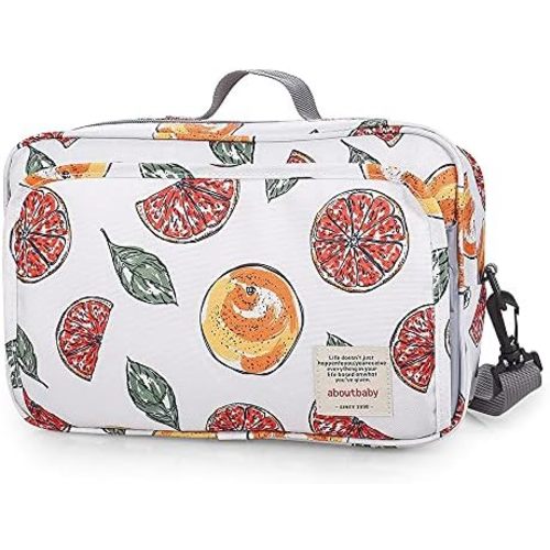 MOMIGO Baby Diaper Caddy Bag - Diaper Caddy Tote Baby Stroller Bag Nursery Storage Bin for Diapers, Wipes & Toys Mini Diaper Bag for Outdoor (Grapefruit)