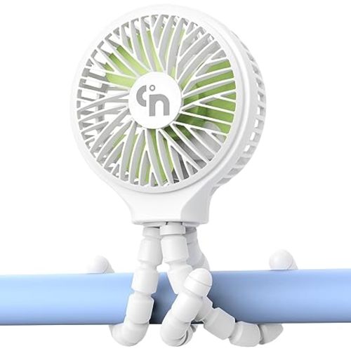 WiHoo Portable Stroller Fan, 11H Ultra-long Battery Life 3 Speed 360°Rotate, USB Rechargeable or Battery Operated Cooling Clip On Personal Fan for Baby Crib Travel Car Seat White