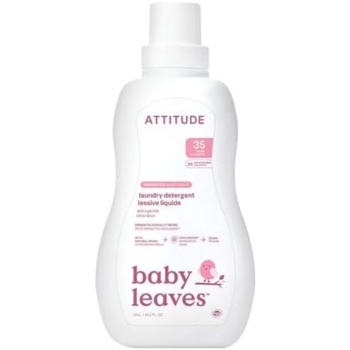 ATTITUDE Baby Laundry Detergent, EWG Verified, Plant and Mineral-Based Formula, HE Compatible, Vegan Household Products, Unscented, 35 Loads, 35.5 Fl Oz