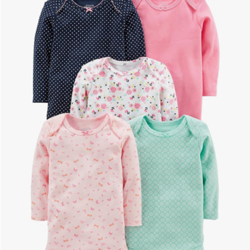 Simple Joys by Carter's Baby Girls' Long-Sleeve Bodysuit, Pack of 5