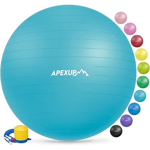 APEXUP Yoga Ball Exercise Ball, Pilates Ball, Anti Slip Stability Ball, Heavy Duty Gym Ball for Fitness, Balance, Core Workout, Physical Therapy