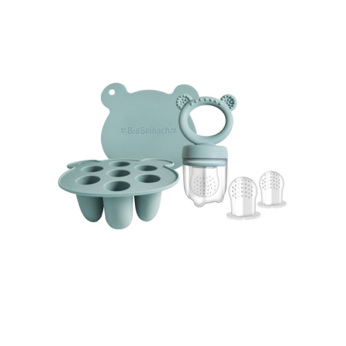 Silicone Baby Food Freezer Tray with Teething Popsicle Molds - Baby Fruit Feeder and Breastmilk Teether Combo
