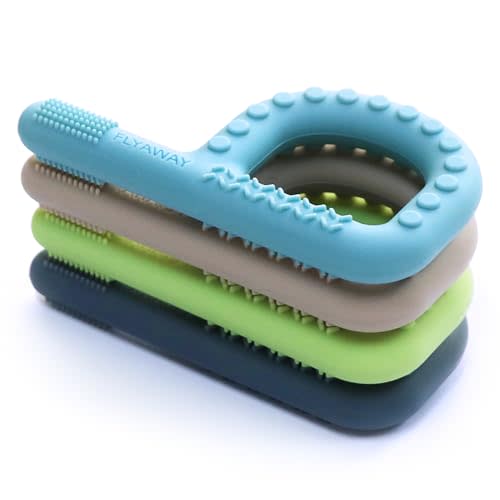 Sensory Chew Toys for Autistic Children 4 Pack, P Shape Sensory Toys for Toddlers 1-3 Chew Necklaces for Kids Adults with ADHD SPD, Silicone Teething Toys for Baby Oral Motor Stimulation
