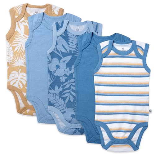 HonestBaby baby-boys Sleeveless Bodysuits One-piece 100% Organic Cotton for Baby Boys, Girls, Unisex