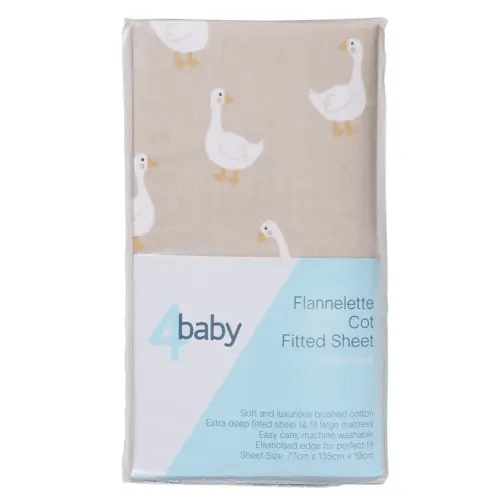 4Baby Fitted Sheet Cot Flannel Goosey Gander | Baby Bunting AU