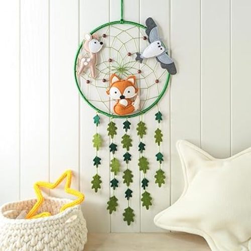 Woodland Dream Catcher - Enchanted Forest Decor with Owl, Fox, and Deer - Perfect Woodland Nursery Decor - Dream Catchers for Girls - Dream Catchers for Boys - Dream Catcher Wall Decor