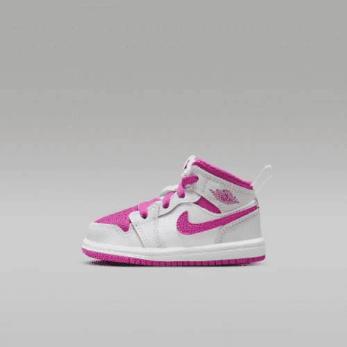 Jordan 1 Mid Baby/Toddler Shoes Color: Iris Whisper/White/Fire Pink Size: 6C