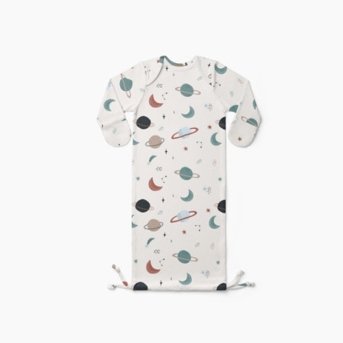 Goumi Kids x Babylist Printed Drawstring Baby Gown - Comet, 0-3 M