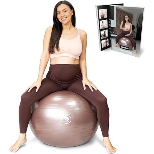 BABYGO® Birthing Ball for Pregnancy & Labor + Our Award Winning Book - Exercise, Birth & Recovery Plan, 5X Stronger Than a Yoga Ball with Eco Friendly Material