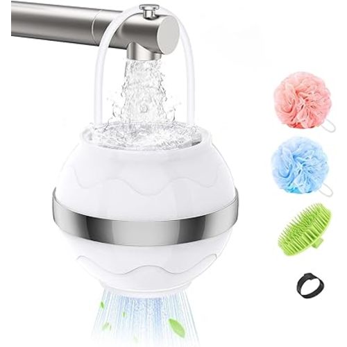 MoKo Bathtub Water Filter for Babies Adults, Bath Filter for Tub with Shower Ball and Shampoo Brush, Water Softener Removes Contaminants for Smoother Skin, Hair, Nails, White
