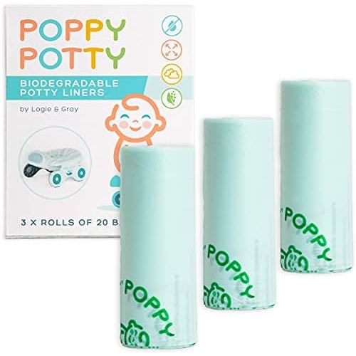 60 Biodegradable Portable Potty Bags for Portable Toilet | Refill Potty Liners for Portable Potty | Disposable Toilet Bags for Portable Potty - Potty Chair Liners for Toddlers - Travel Potty Bags