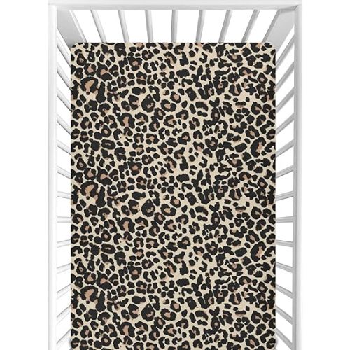 CaTaKu Baby Crib Sheets Brown Leopard Animal Print Mini Crib Sheets Fitted for Girls Boys,Neutral Soft Toddler Mattress Bed Sheets for Crib,28"x 52"