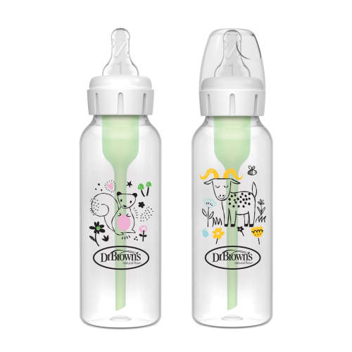 Dr. Brown’s Natural Flow Anti-Colic Options+ Narrow Baby Bottle, with Level 1 Slow Flow Nipple, 2-Pack