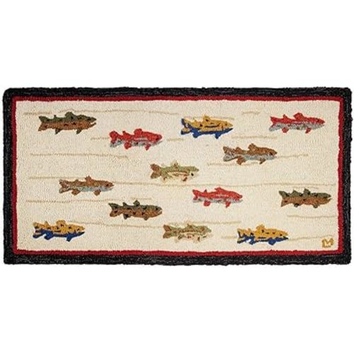 BLACK FOREST DECOR Trout Stream Hooked Wool Accent Rug