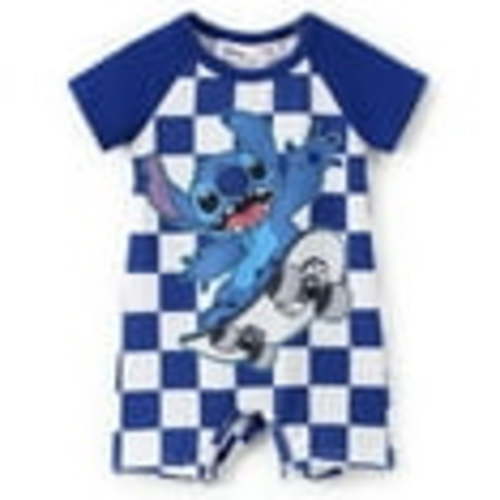 Disney Stitch Baby Boys Girls Romper Short Sleeve Skateboard Plaid Onesies Outfits Newborn to Infant