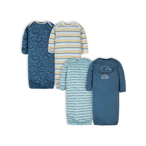Gerber Baby Boys' Long Sleeve Gowns with Mitten Cuffs - 4-Pack